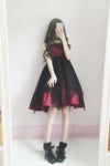 Japanese lolita lotus leaf black/red dress SD02481