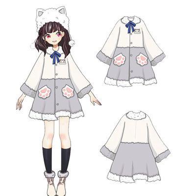 Japanese Anime Neko Astume Warm Soft Paws Pocket Coat SD00744