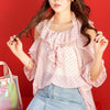 Pink Heart Thin Blouse Shoulder-less Chiffon Shirt SD00025