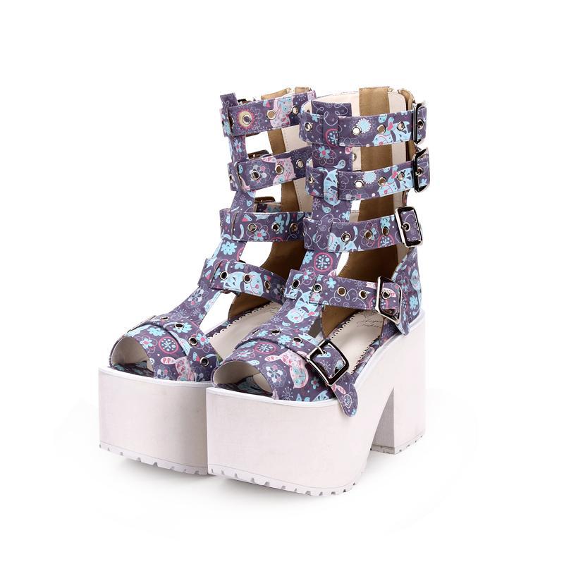 Fantasy Cat Strap High Platform Boots Shoes SD00037