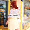 Korean cute yellow lace summer dress SD00938