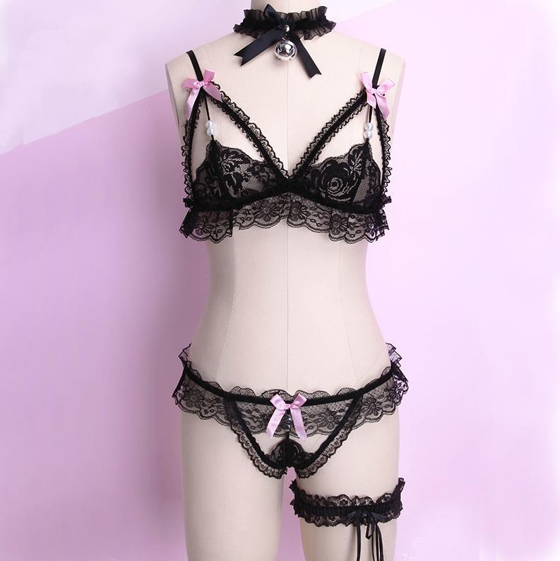 Sexy Lace Pearl Ribbon Lingerie Set SD00081
