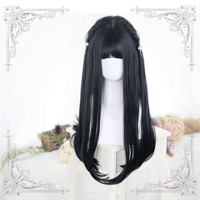 Japanese Harajuku Lolita Black Long Straight Wig SD02303