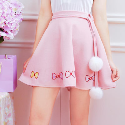 Japanese Sweet Bow Fur Ball Skirt SD01336