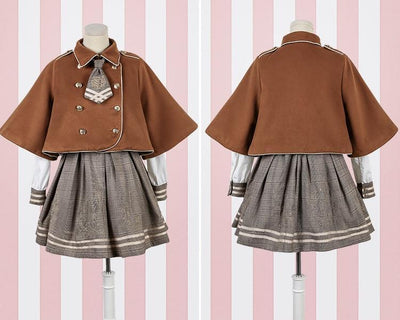 Detective Academy Embroidered Plaid Dress + Woolen Cloak SD00372
