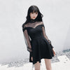 Japanese Black Sleeve Shoulder Mesh Sheer Summer Dress SD01210