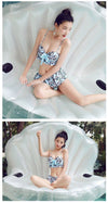 Cute Cat Printing Bikini Three-piece SD02317