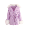 Korean Winter Warm Purple Fur Cuffs Collar Coat SD01557