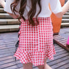 Red Plaid Side Corset Strings High Waist Skirt SD01899