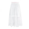 Japanese Summer Long Mesh Sheer High Waist Embroidered Sakura Skirt SD01987