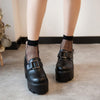 Black Double Straps High Platform Shoes SD02424