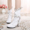 Japanese Lolita Bow and Lace Small round Ribbon Boots Shoes SD01946