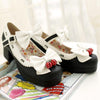 Harajuku Japanese Strawberry Bow Lace Short Heel Shoes SD01996