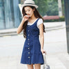 Blue Denim Front Pocket Strap Dress SD00445