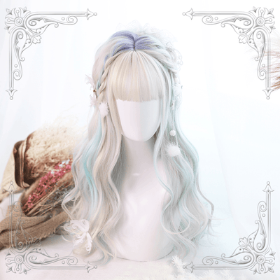 Colorful Candy Pastel Purple Blue White Wave Long Wig SD00209