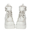 White Heavy Buckle Strap High Platform Boots Shoes SD00216