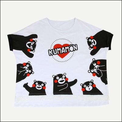 Kumamon Cute Kawaii White Black Bear Anime Loose T-Shirt Ver 2. SD01448