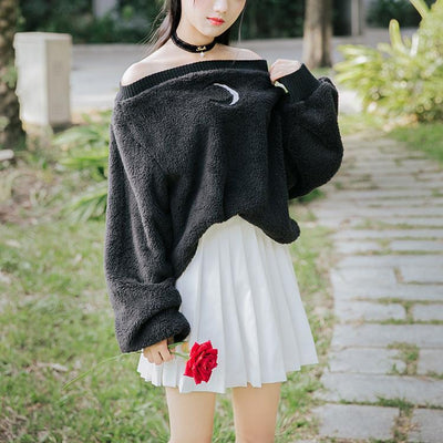 Japanese Warm Moon Shoulder-less loose Sweater SD01272