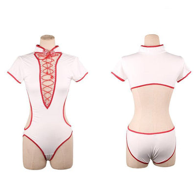 White Corset Strap Cheongsam Lingerie SD00145