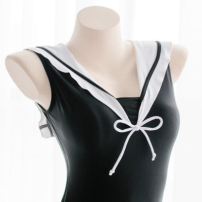 Black Summer Sailor One Piece Swimsuit SD01322