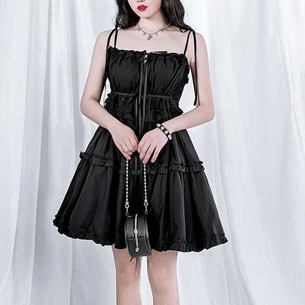 Dolly Black Ribbon Shoulder-less Dress SD02406