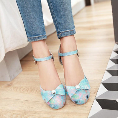 Buckle Ribbon Short-Heels Shoes SD00191