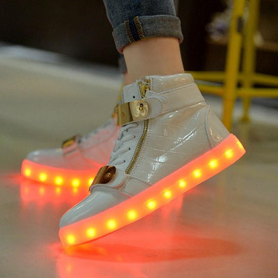 LED Light Emitting Various Colors Gold Strap Sneaker Shoes SD01813