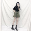 Army Green Skirt + Cheongsam T-Shirt Set SD01875