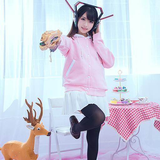 Overwatch D.VA Bunny Pink Bunny Ears Hoodie Jacket SD01021