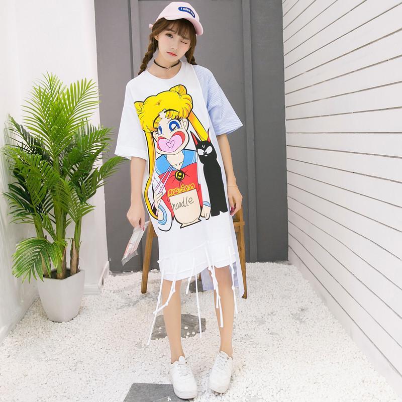 Japanese Anime Sailor Moon & Artemis Printed Long Dress SD02357