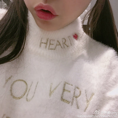 Korean Fashion Embroidered "Heart" "I Love You Very Very Much Long-sleeved Sweater SD02049