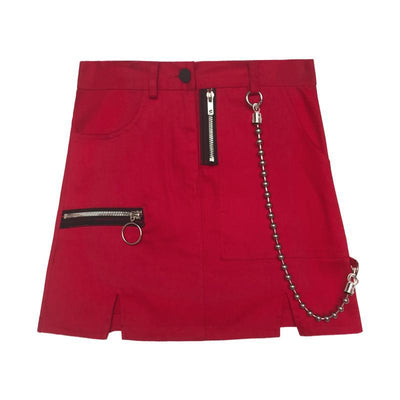 Red Zipper Chain Skirt SD01441