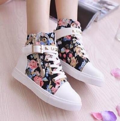 Hot Floral Straps Studs Sneakers Canvas Shoes SD02314