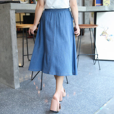 Korean blue long button denim skirt SD00653