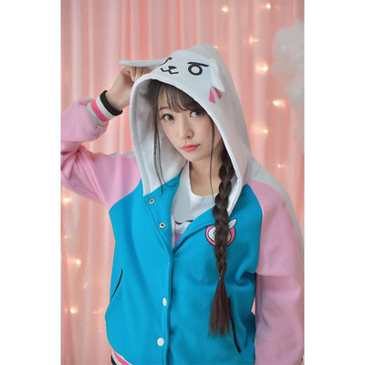 Overwatch D.VA DVA Bunny Hoodie Baseball Jacket SD01462