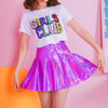 Purple/Silver Metallic Laser High Waist Skirt SD01930