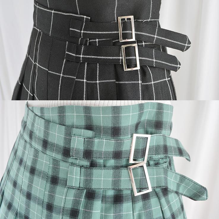 Plaid Double Strap High Waist Skirt SD00375