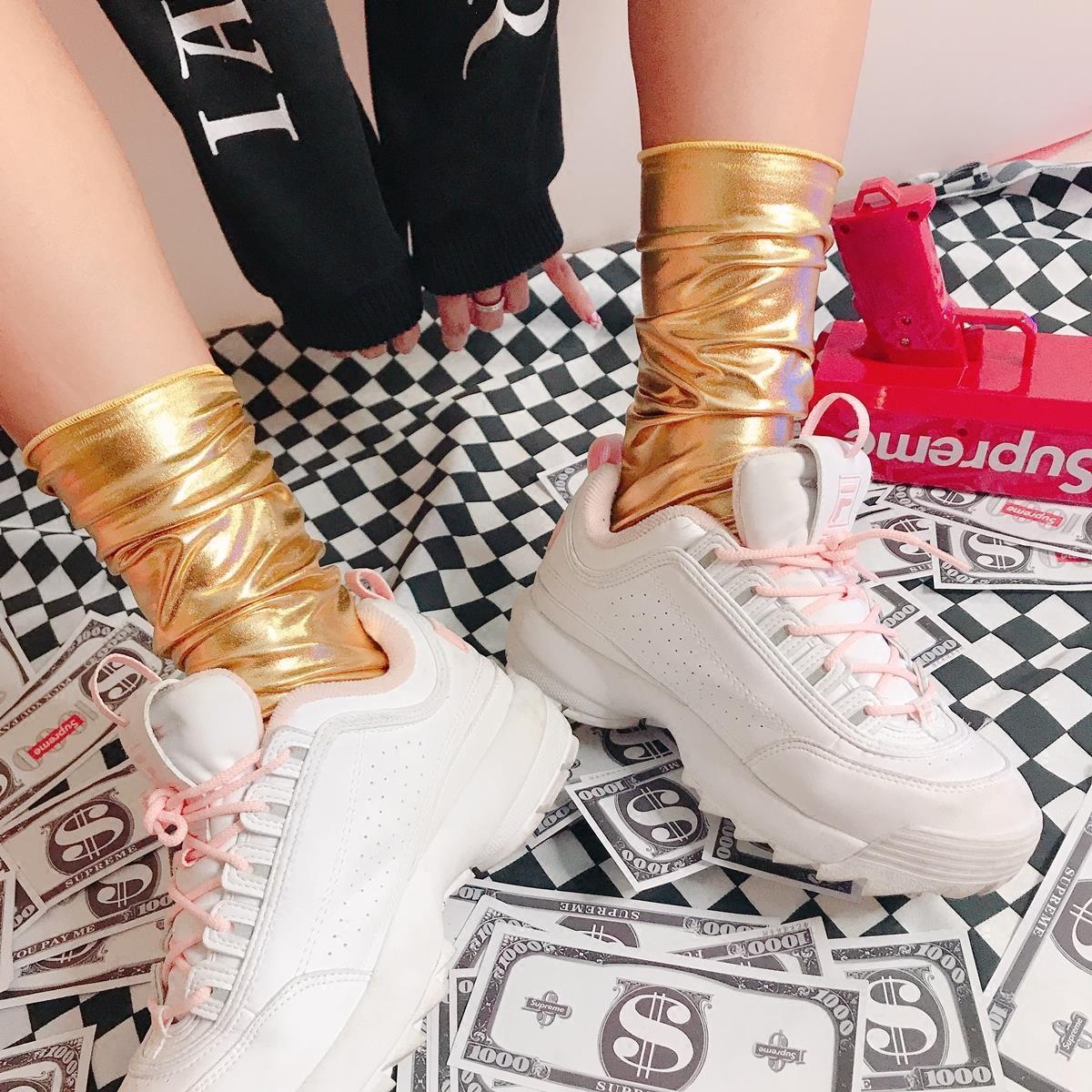 Harajuku Silver Gold Rose Laser Socks SD02325