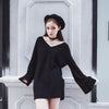 Woolen Horn Sleeved V-neck Sweater Dress SD02074