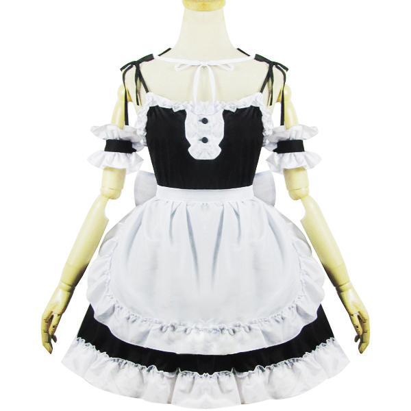 Japanese black white ribbon maid dress SD00888