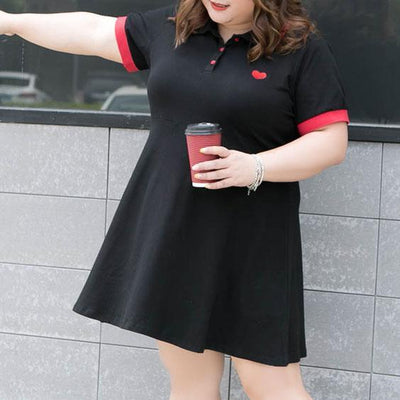 Black Polo Heart Embroidered Dress SD00384