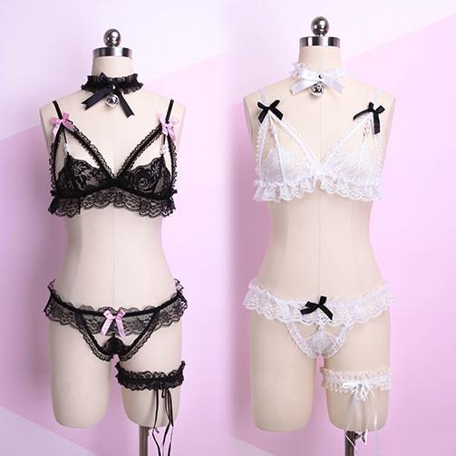 Sexy Lace Pearl Ribbon Lingerie Set SD00081