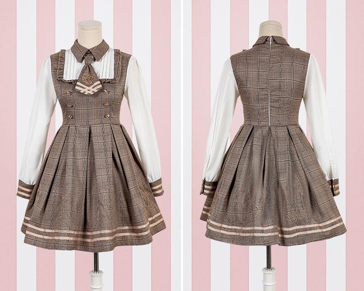 Detective Academy Embroidered Plaid Dress + Woolen Cloak SD00372