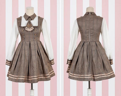 Detective Academy Embroidered Plaid Dress + Woolen Cloak SD00372