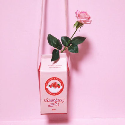 Japanese Harajuku Pastel Pink Strawberry Milk Carton Bag SD01790