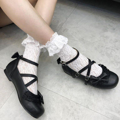 Sweet Lolita Bow Cross Strap Shoes SD00367