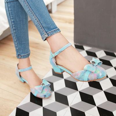 Buckle Ribbon Short-Heels Shoes SD00191