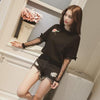 Korean fashion embroidery rose long T-shirt dress SD02456