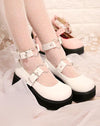 Japanese kawaii lolita harajuku heart strap platform shoes SD00608