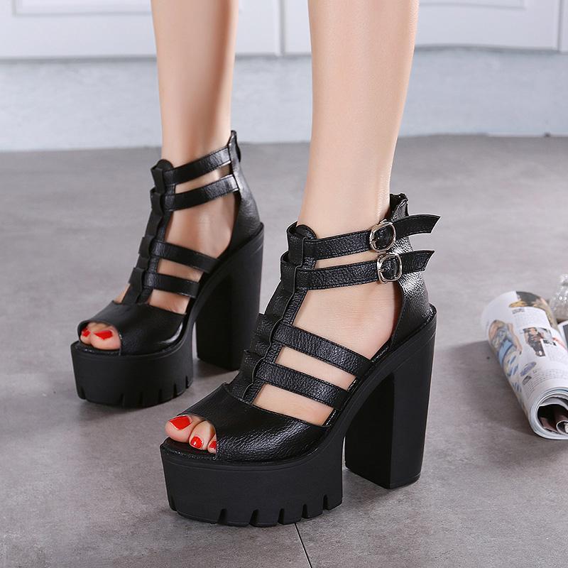 Belt Buckle Thick Bottom High-Heels Shoes SD00140